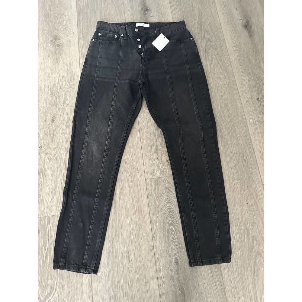 Topman Tapered front seam jeans in washed black - Picture 7 of 12
